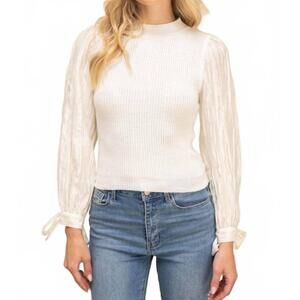 NEW COQUETTE mia bow sleeve top in white